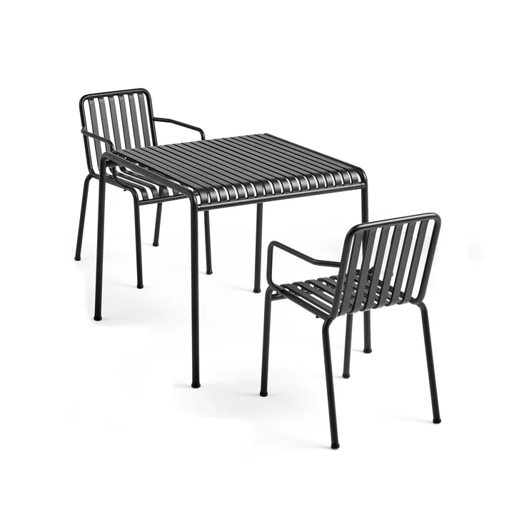 Palissade spisegruppe 2 karmstoler 82,5x90 cm anthracite - HAY