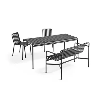 Palissade spisegruppe 2 stoler + benk 170x90 cm - Anthracite - HAY