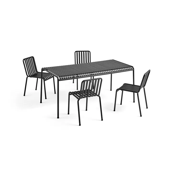 Palissade spisegruppe 4 stoler 170x90 cm - Anthracite - HAY