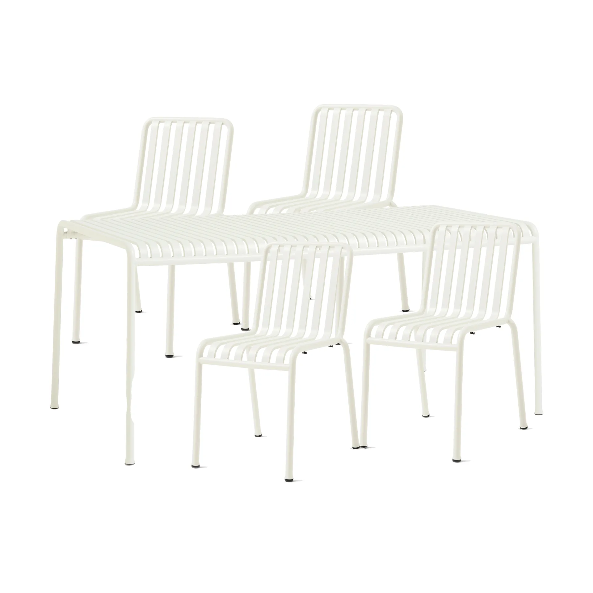 Palissade spisegruppe 4 stoler 170x90 cm cream white,  HAY