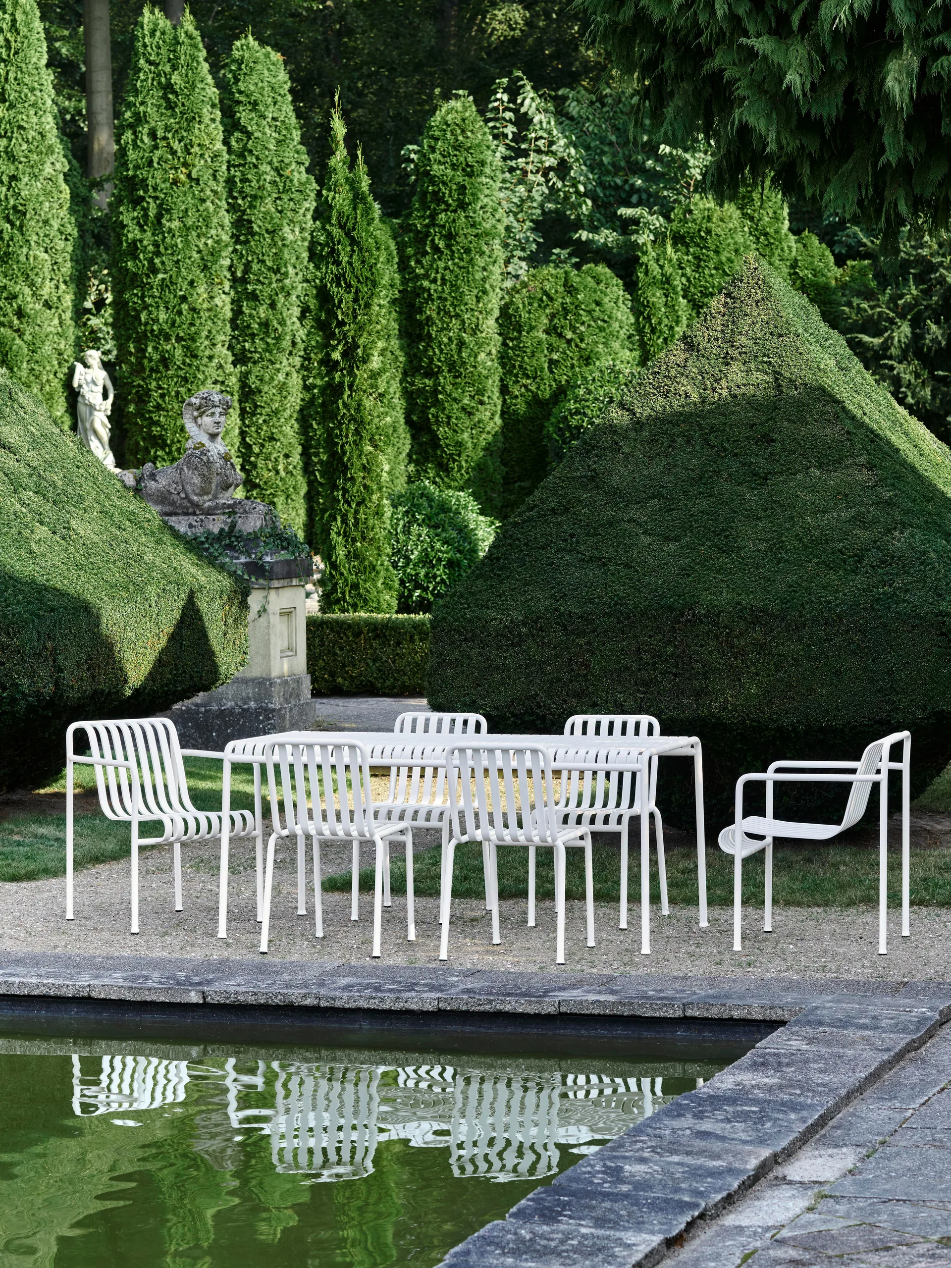 Palissade spisegruppe 4 stoler 170x90 cm cream white,  HAY
