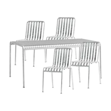 Palissade spisegruppe 4 stoler 170x90 cm galvanisert - HAY