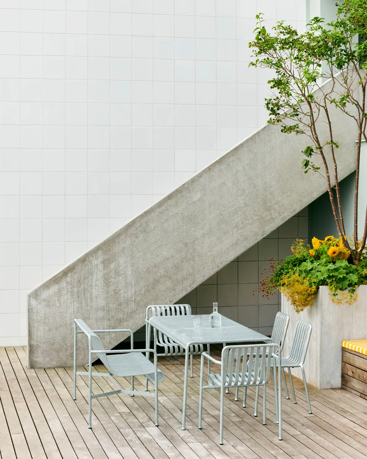 Palissade spisegruppe 4 stoler 170x90 cm galvanisert HAY