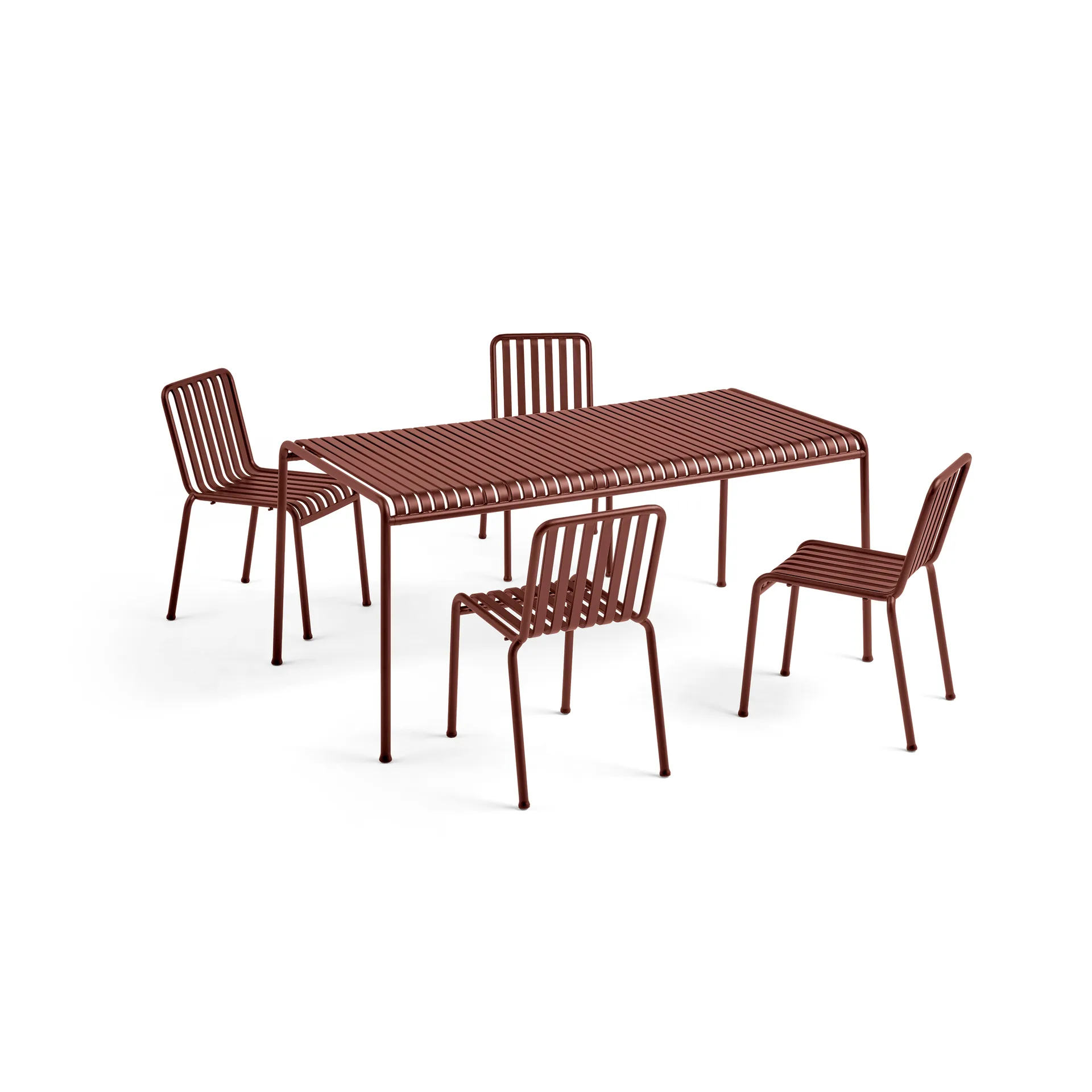 Palissade spisegruppe 4 stoler 170x90 cm - Iron red,  HAY