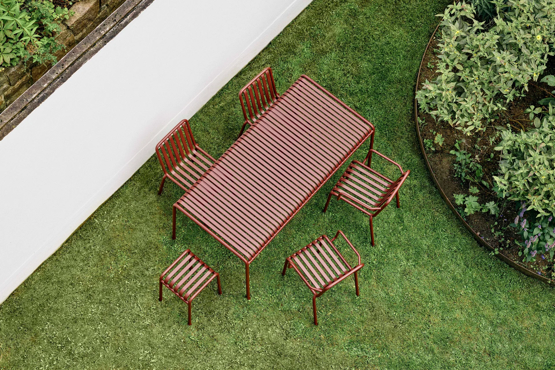 Palissade spisegruppe 4 stoler 170x90 cm - Iron red,  HAY