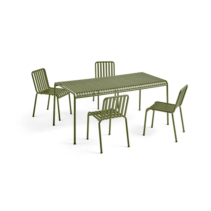 Palissade spisegruppe 4 stoler 170x90 cm - Olive - HAY