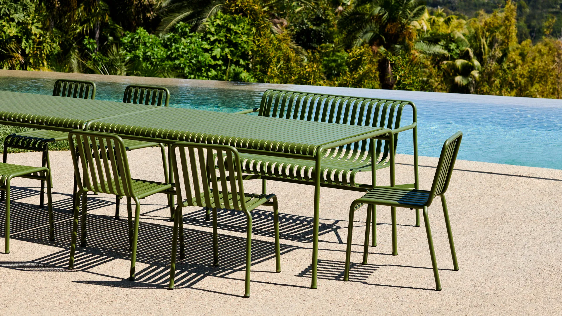 Palissade spisegruppe 4 stoler 170x90 cm - Olive HAY