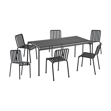 Palissade spisegruppe 6 stoler 170x90 cm anthracite - HAY