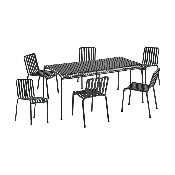 Palissade spisegruppe 6 stoler 170x90 cm anthracite - HAY