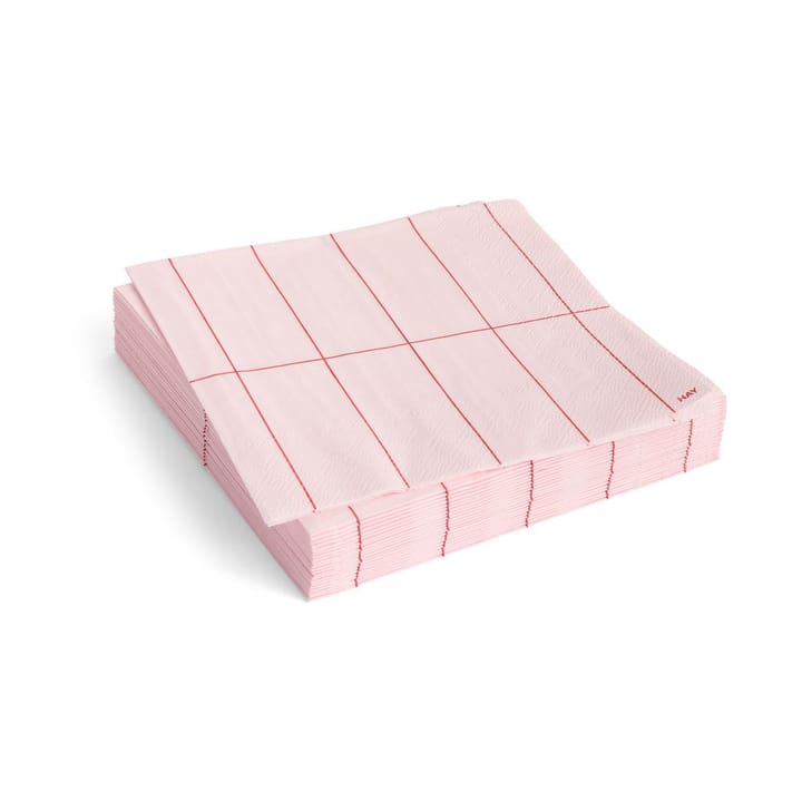 Pattern Lunsj serviett 33x33 cm 20-pakning - Light pink-red grid - HAY