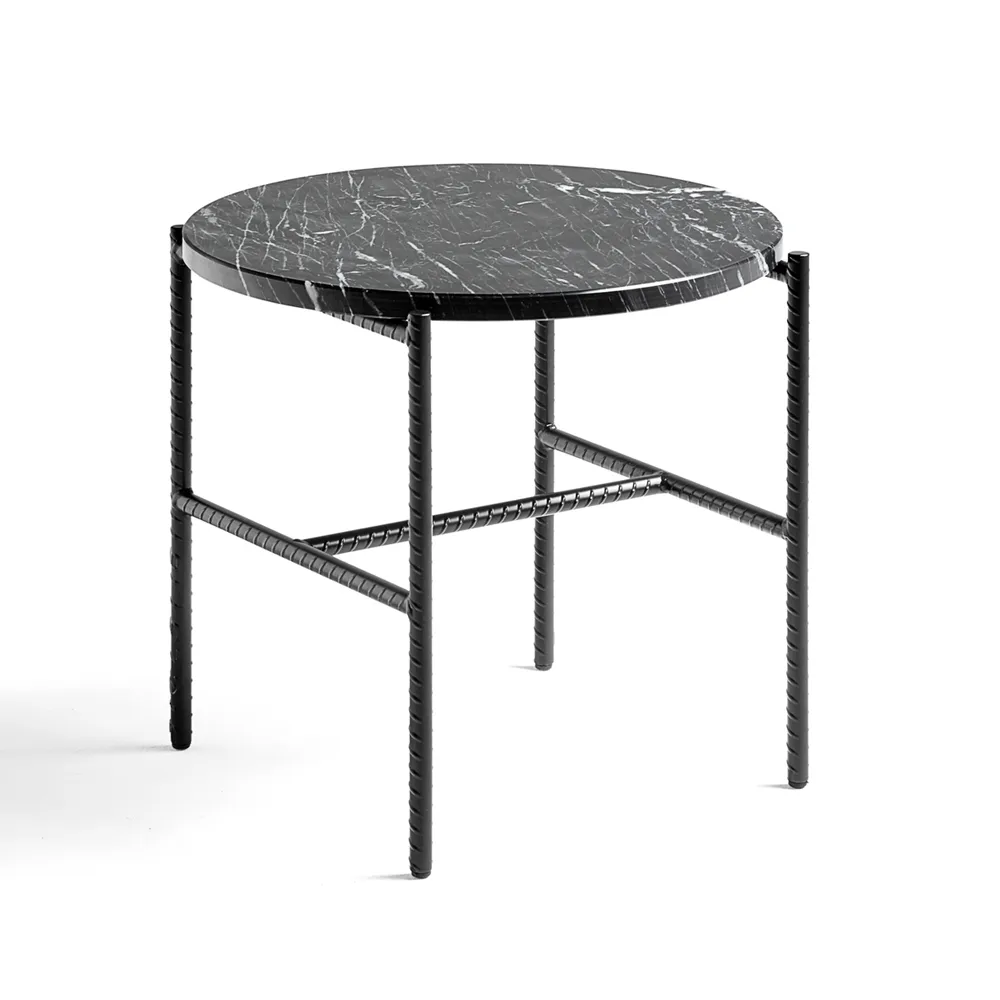 Rebar sidebord Ø45 cm, Black marble-black HAY