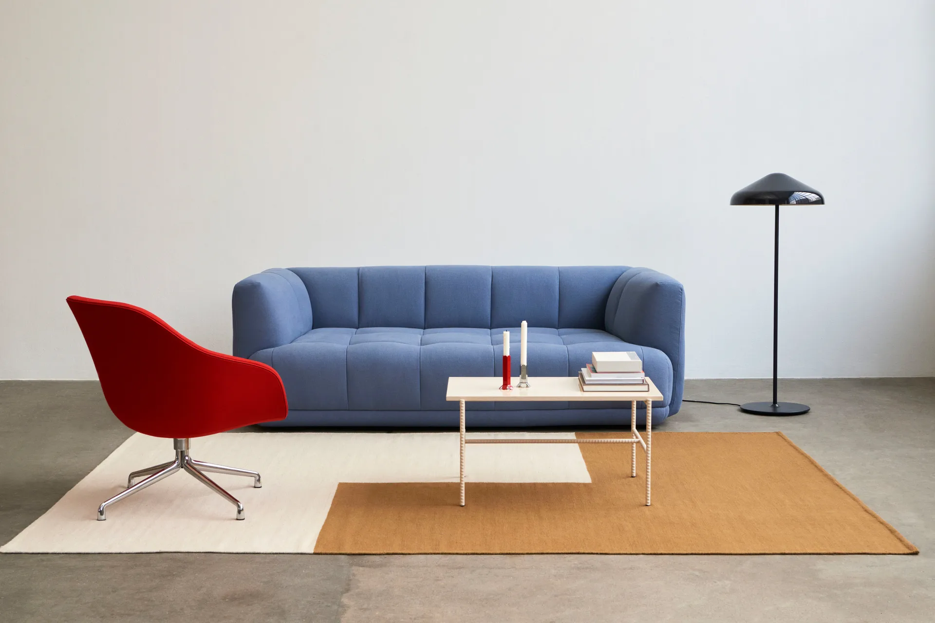 Rebar sofabord 80x49x40,5 cm, Beige marble-alabaster HAY