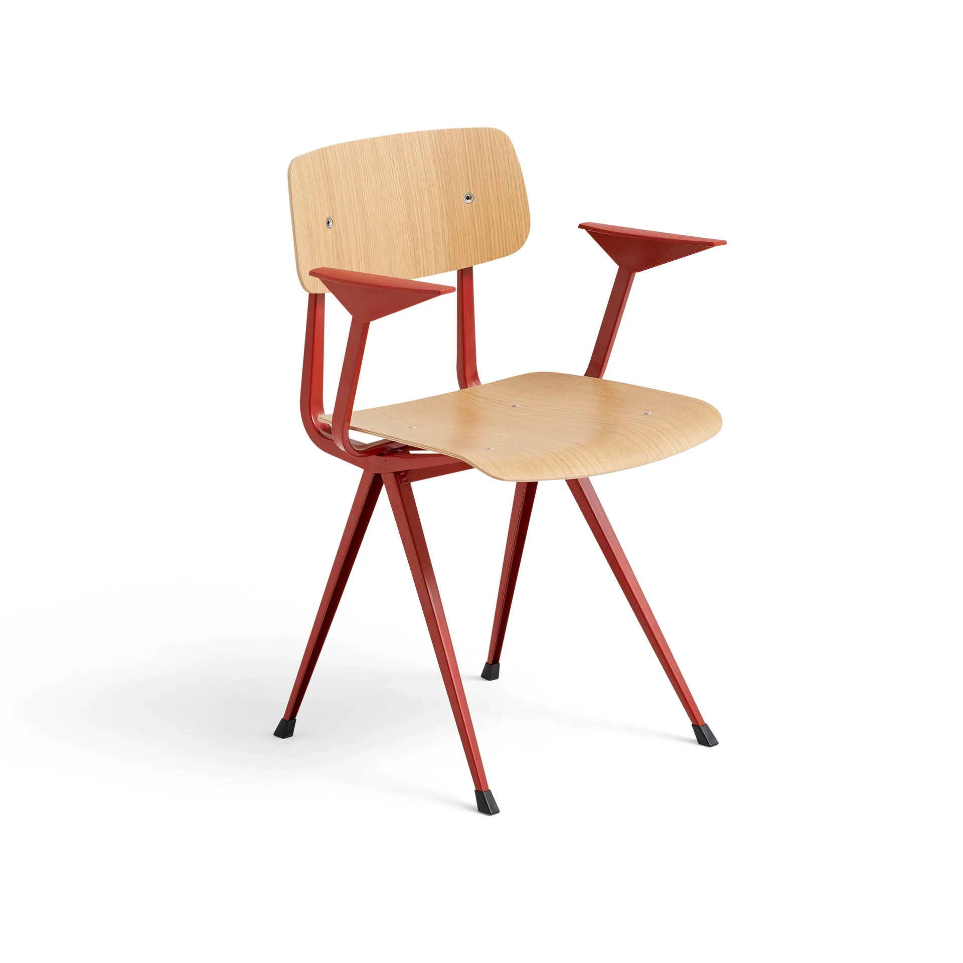 Result armlenestol, Eik-tomatorød stål stativ HAY