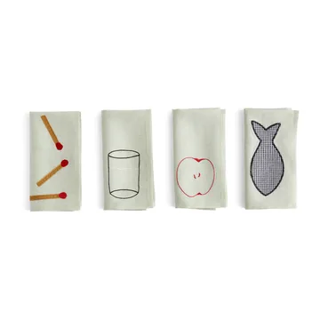 Sobremesa linserviett 45 x 45 cm 4-pakning - Grønn - HAY