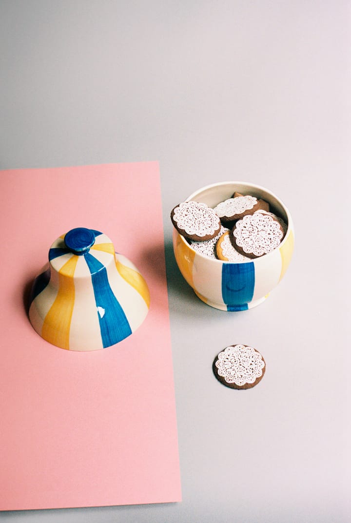 Sobremesa stripe kakeboks Ø 19 cm - Blå-gul - HAY