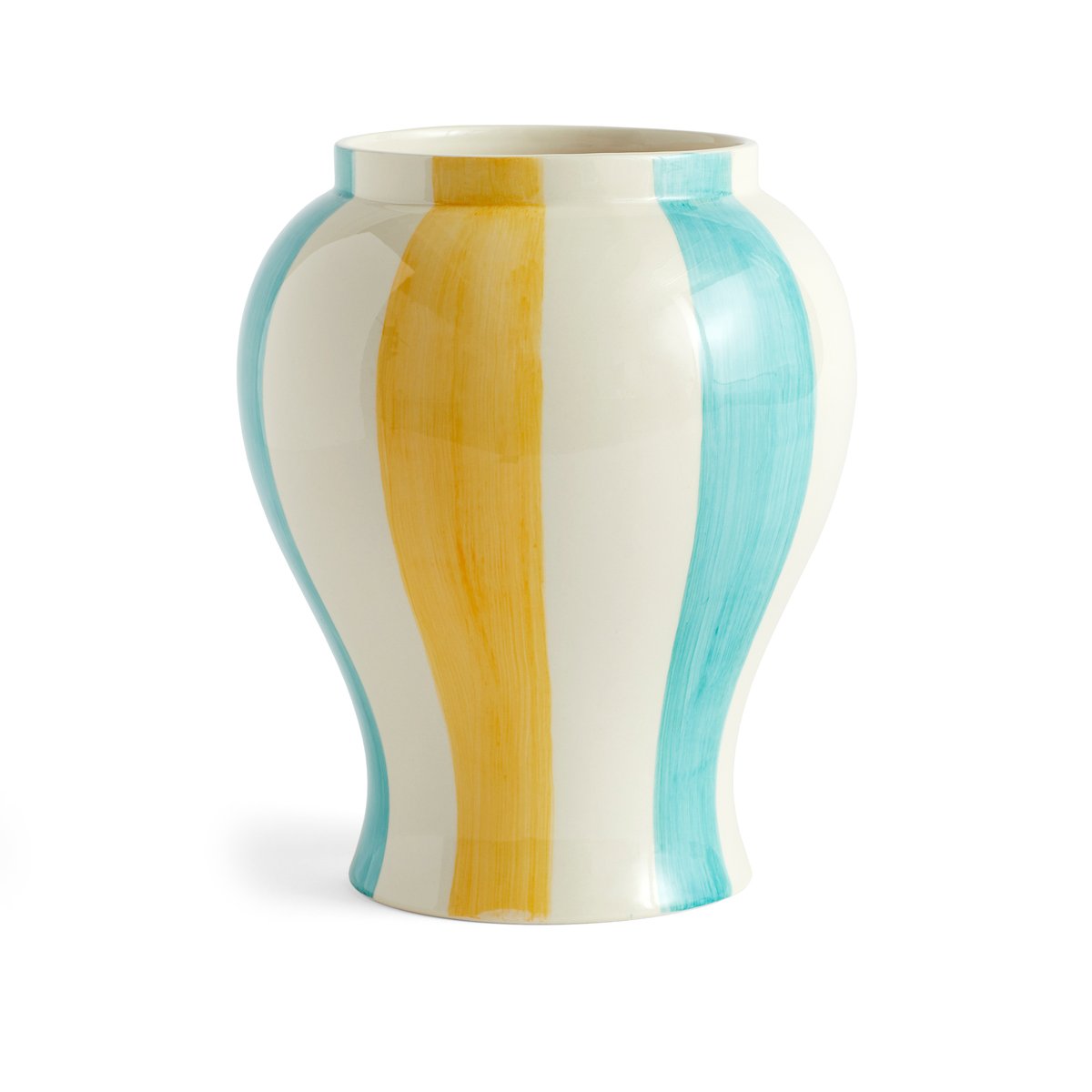 Bilde av HAY Sobremesa stripe vase L 25 cm Grønn-gul