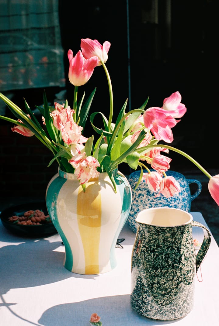 Sobremesa stripe vase L 25 cm, Grønn-gul HAY