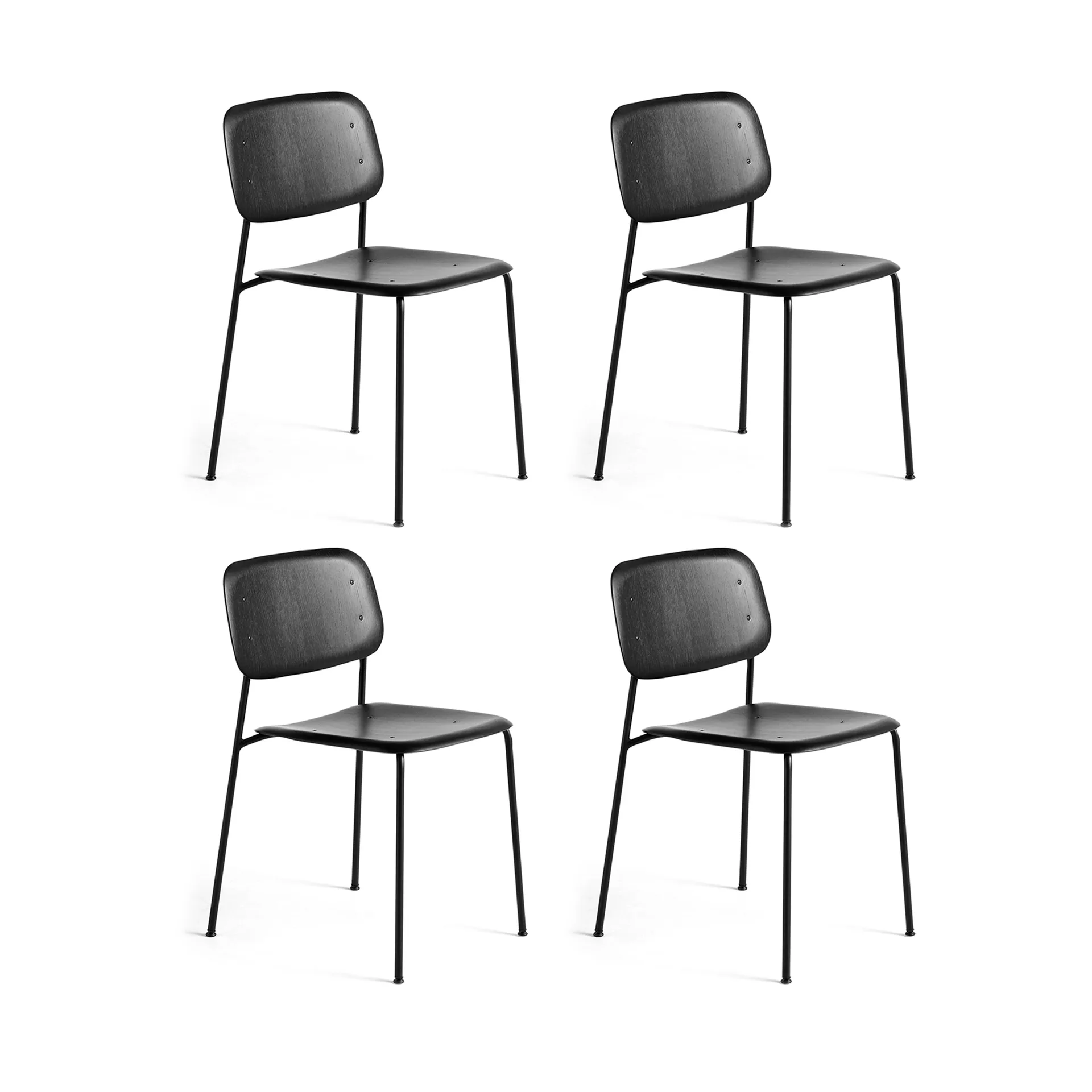 Soft Edge 40 stol, Black oak-svart stålstativ, 4-pakning,  HAY