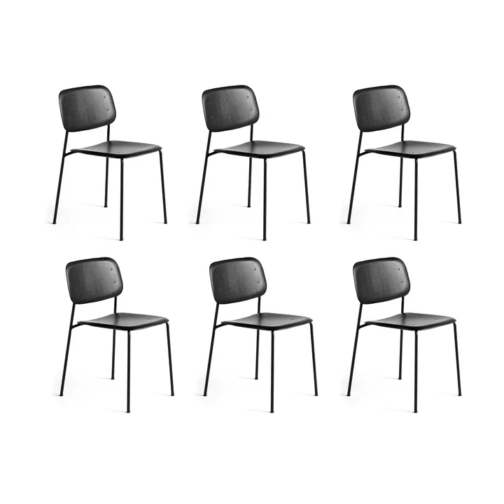 Soft Edge 40 stol, Black oak-svart stålstativ, 6-pakning - HAY