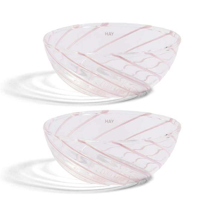 Spin skål Ø 8,5 cm, 2-pakning - Klar-rosa stripete - HAY