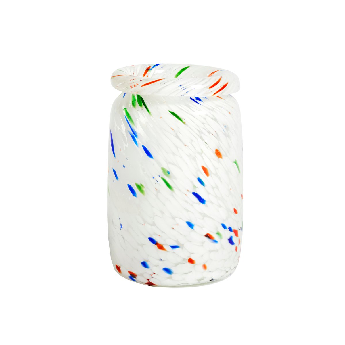 Bilde av HAY Splash Roll Neck vase M 22 cm White dot (multi)