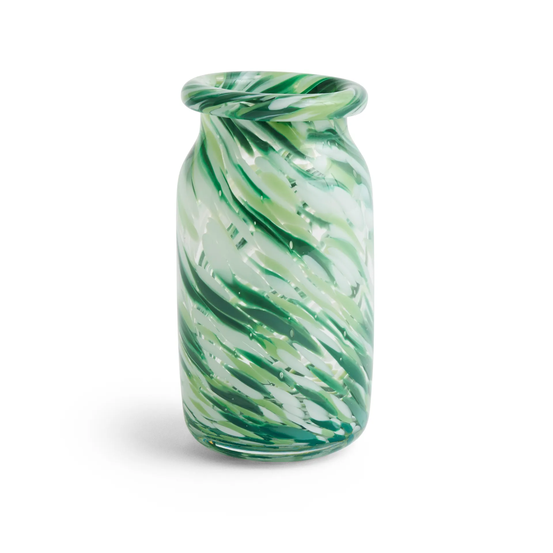 Splash Roll Neck vase S 20,5 cm, Green swirl HAY