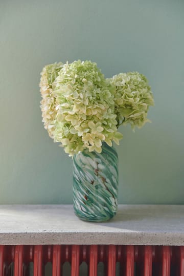 Splash Roll Neck vase S 20,5 cm - Green swirl - HAY