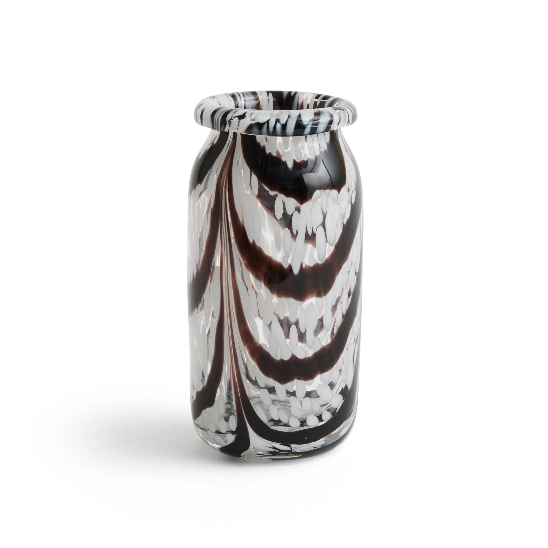 Splash Roll Neck vase XS 19 cm, Coffe and white HAY