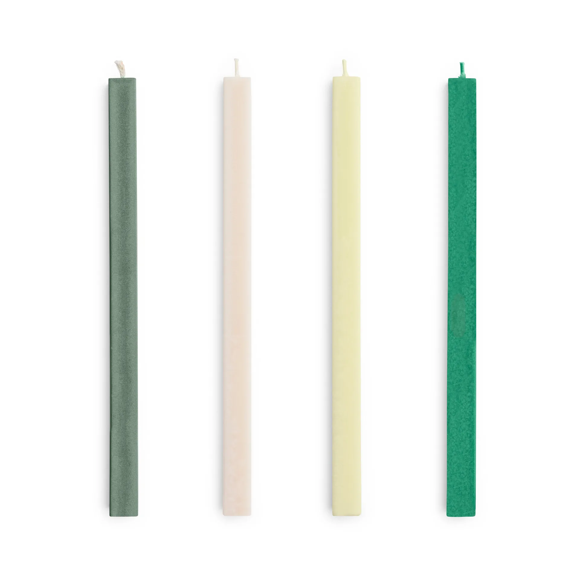 Square Candle lys mix 4-pack, Greens-whites HAY