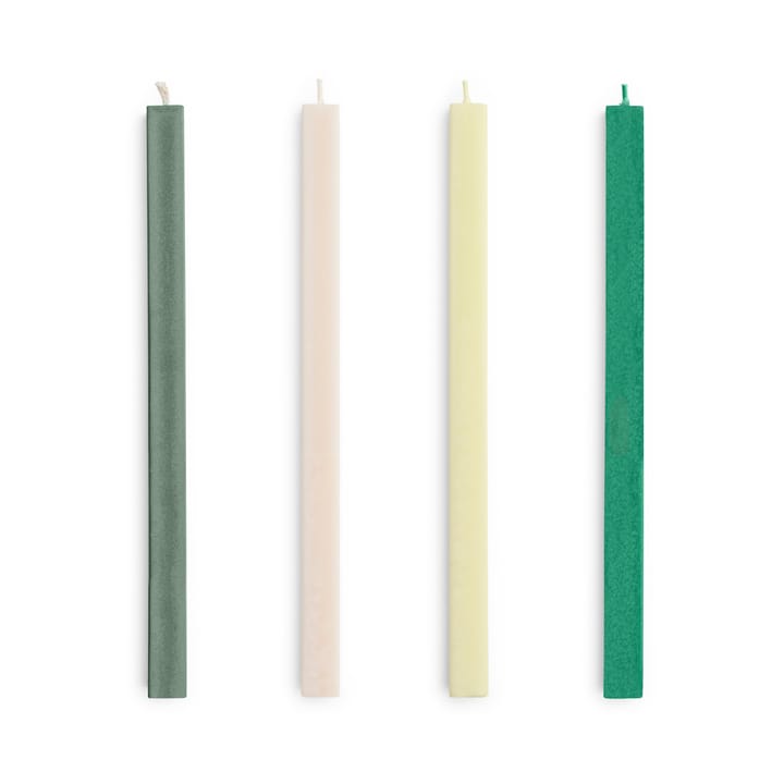 Square Candle lys mix 4-pack - Greens-whites - HAY