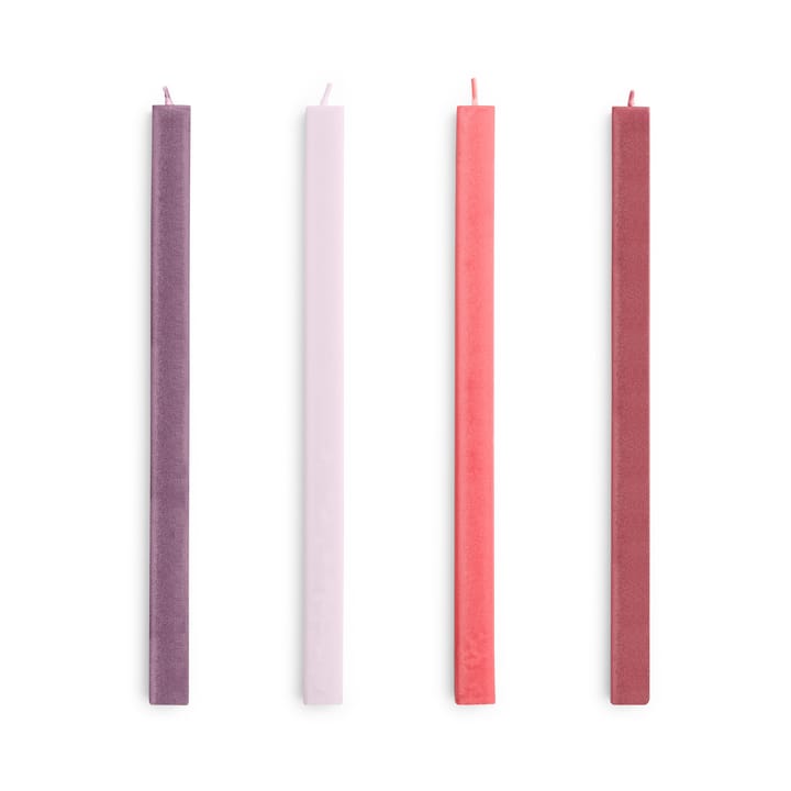 Square Candle lys mix 4-pack - Reds-bordeaux - HAY