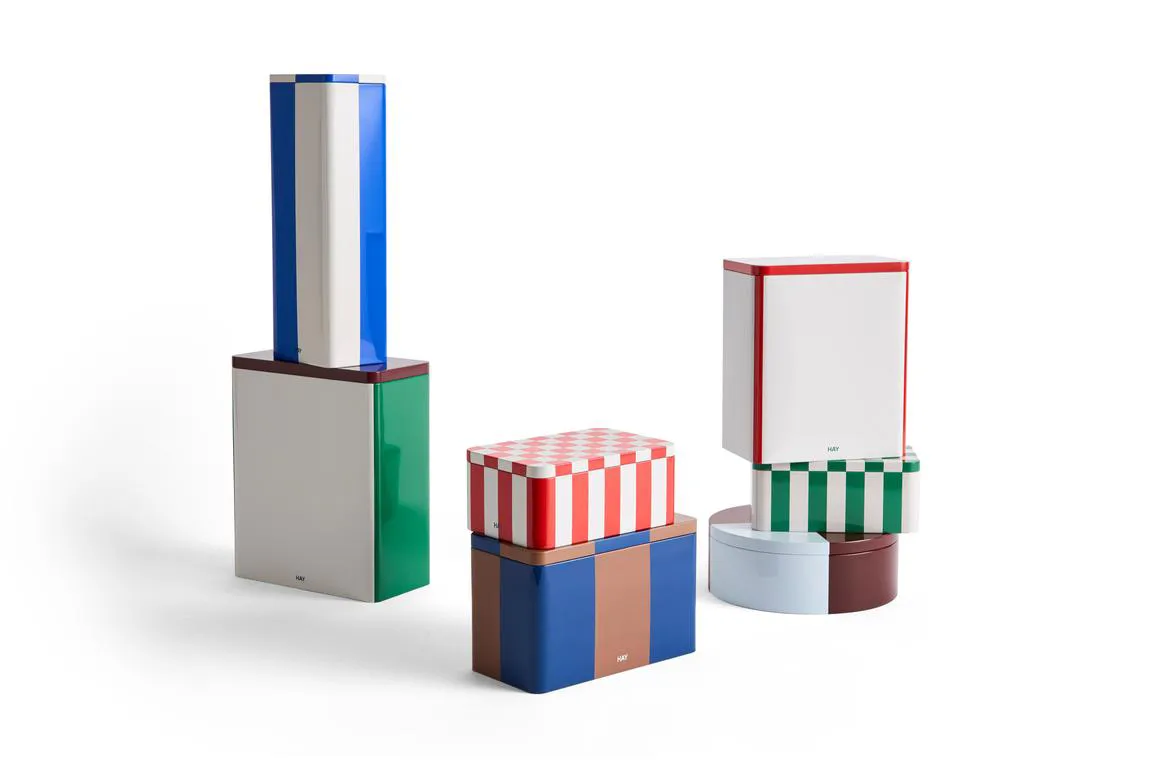 Tin Container oppbevaringsboks medium, Black-off white HAY