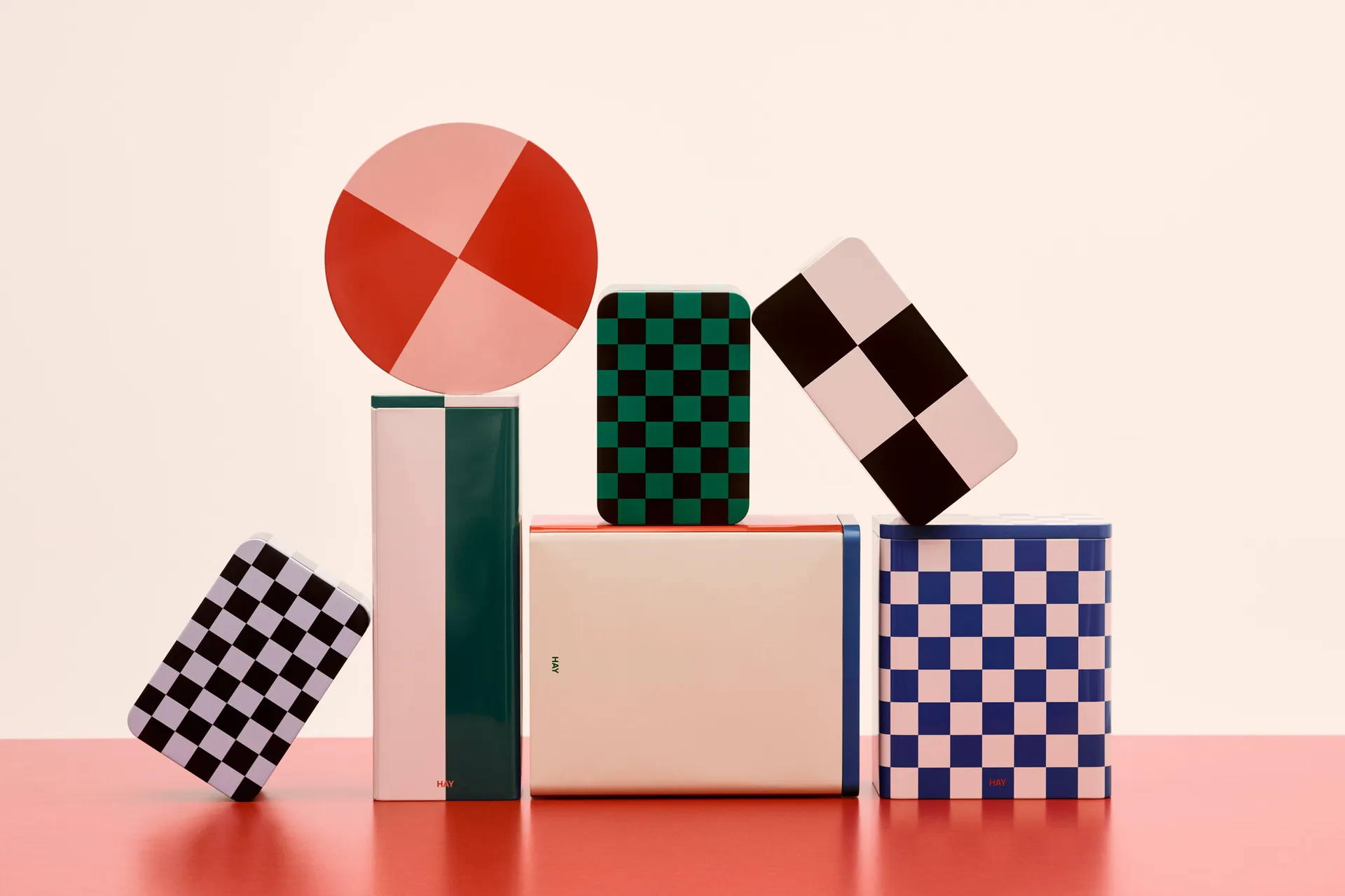 Tin Container oppbevaringsboks, Slim green-off white HAY