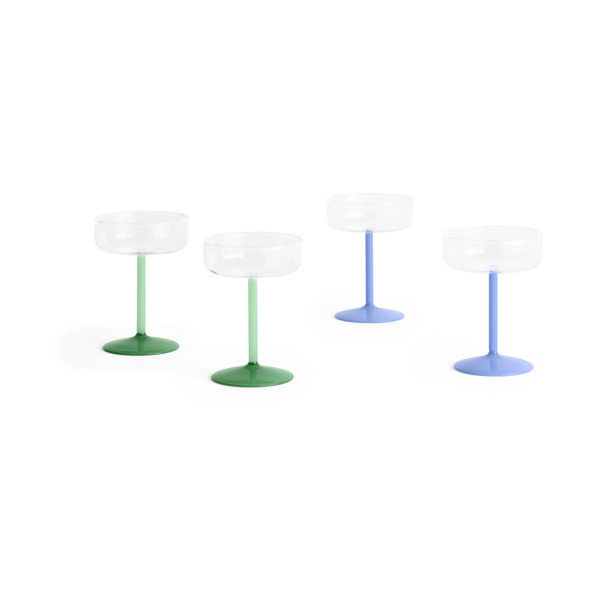 Tint coupe glass 20 cl 2-pakning, Clear-jade light green-jade dark green HAY