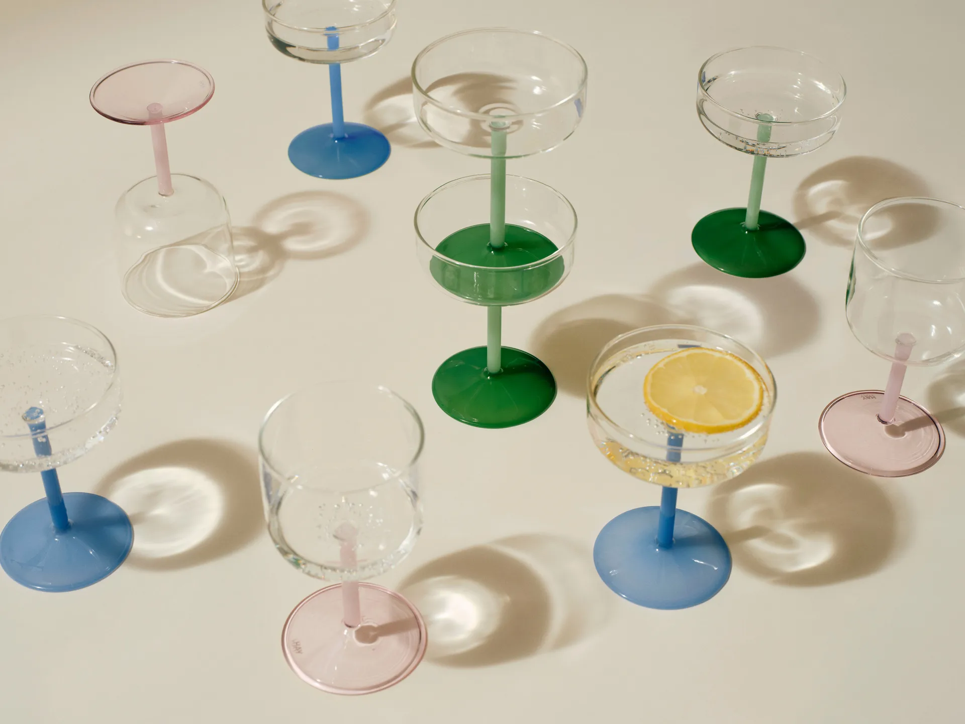 Tint vinglass 25 cl 2-pakning, Clear-jade light green-jade dark green HAY