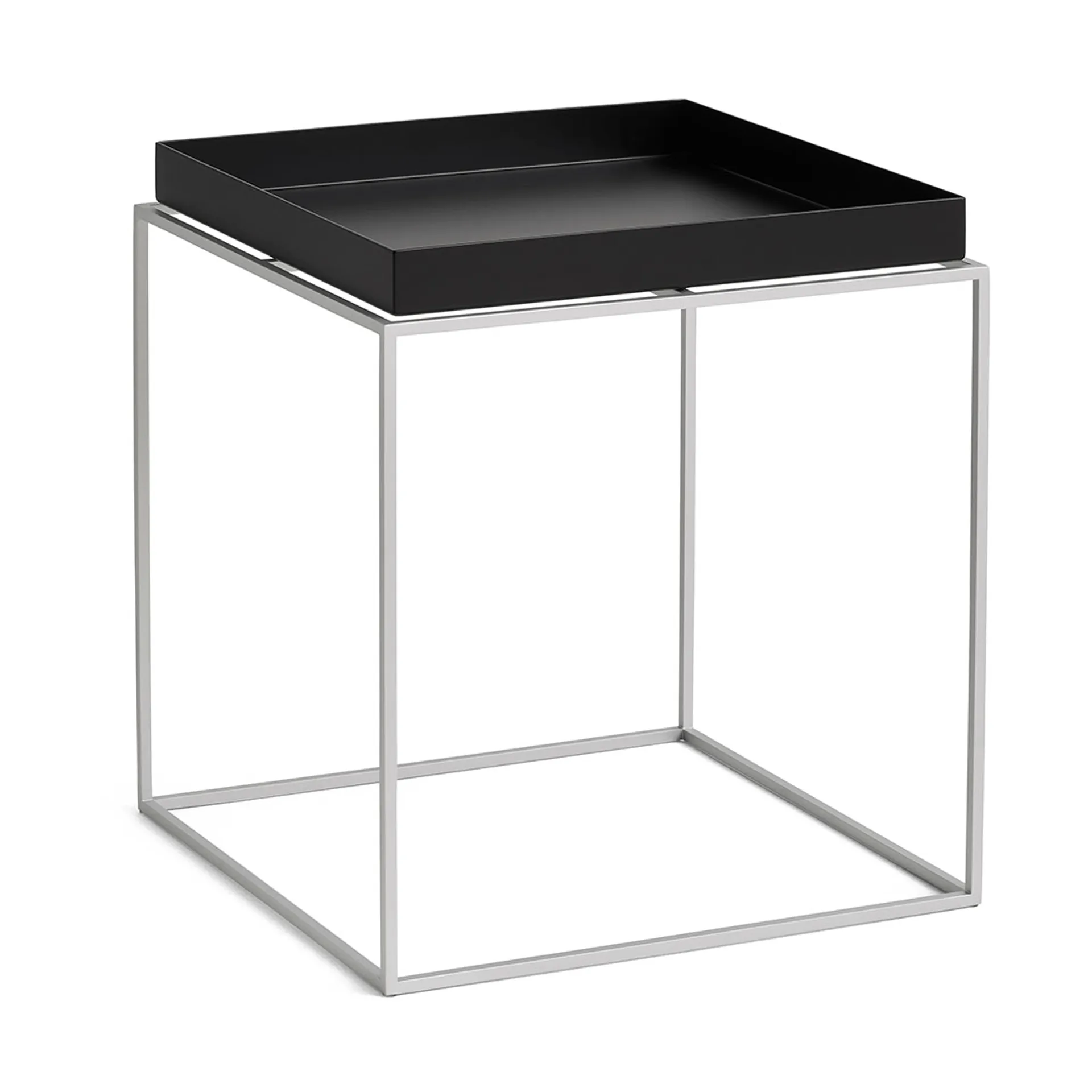 Tray Table medium brettbord, Black-silikon grå, 40x40x44 cm HAY