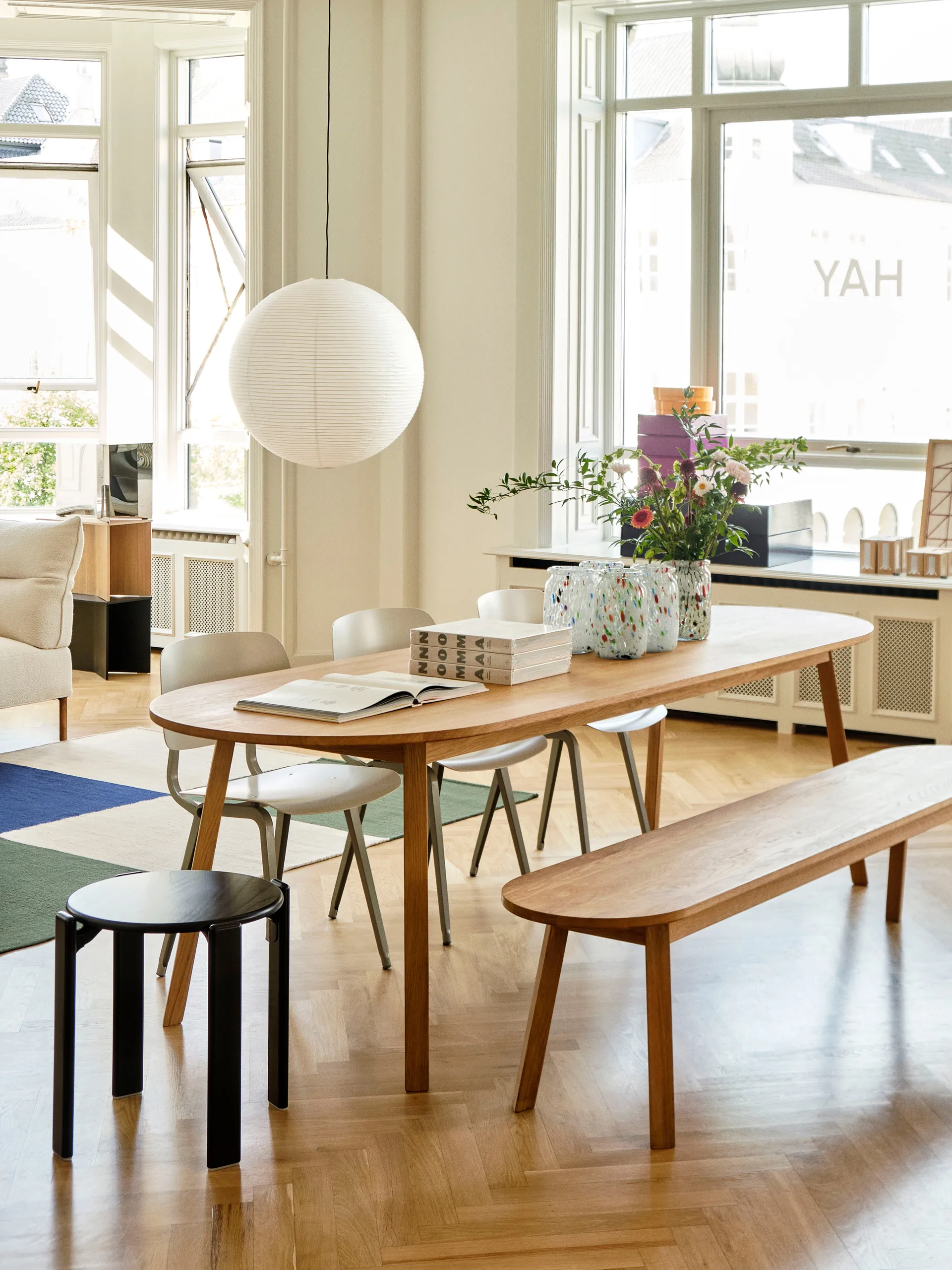 Triangle Leg benk, water-based lacquered oak, 150 cm HAY