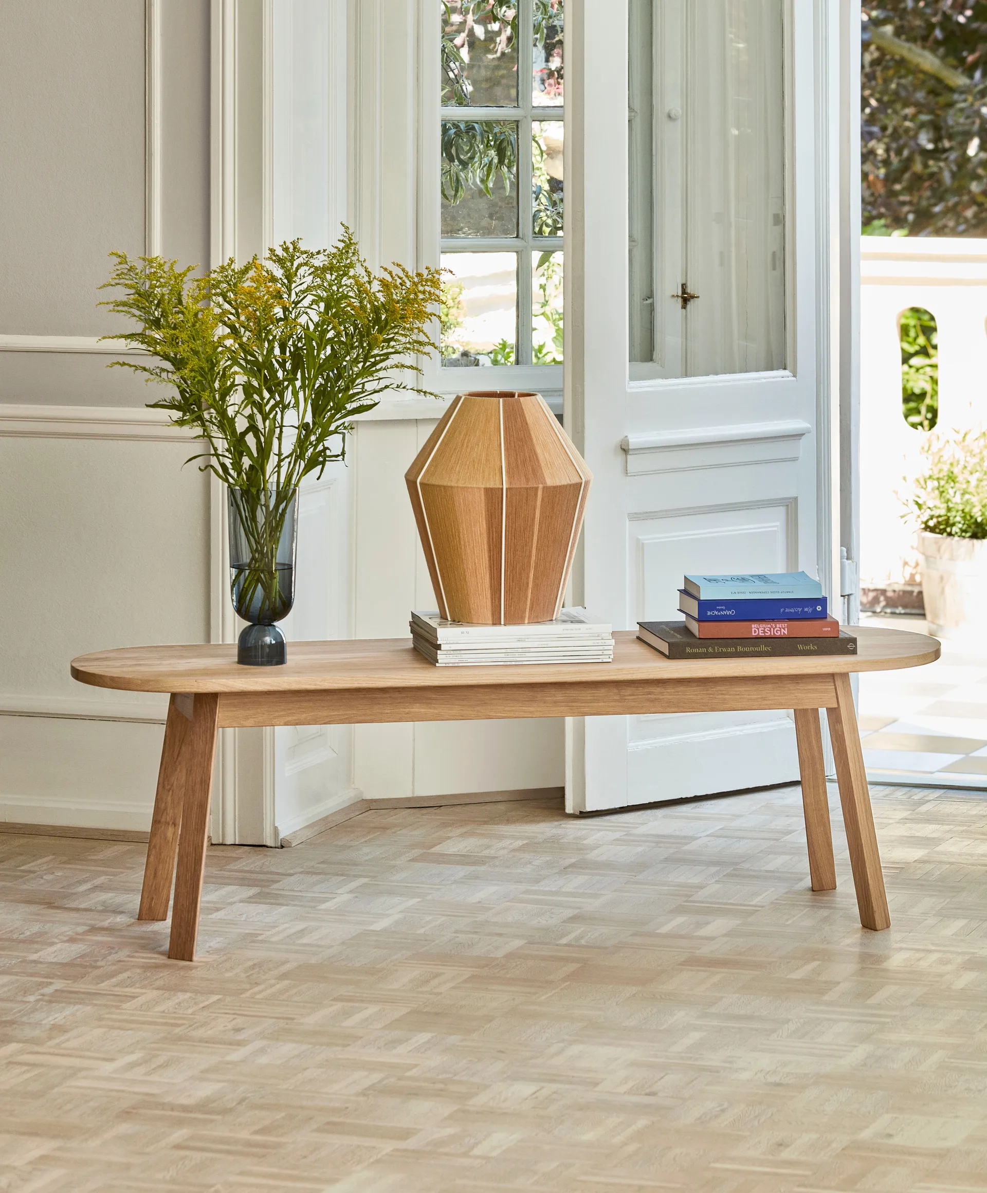 Triangle Leg benk, water-based lacquered oak, 150 cm HAY