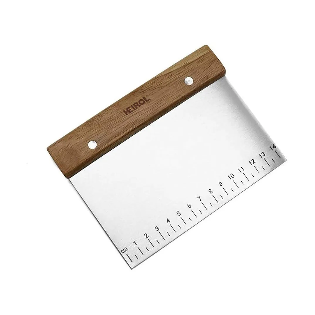 Deigskrape med trehåndtak, Rosentrett-rustfritt stål Heirol