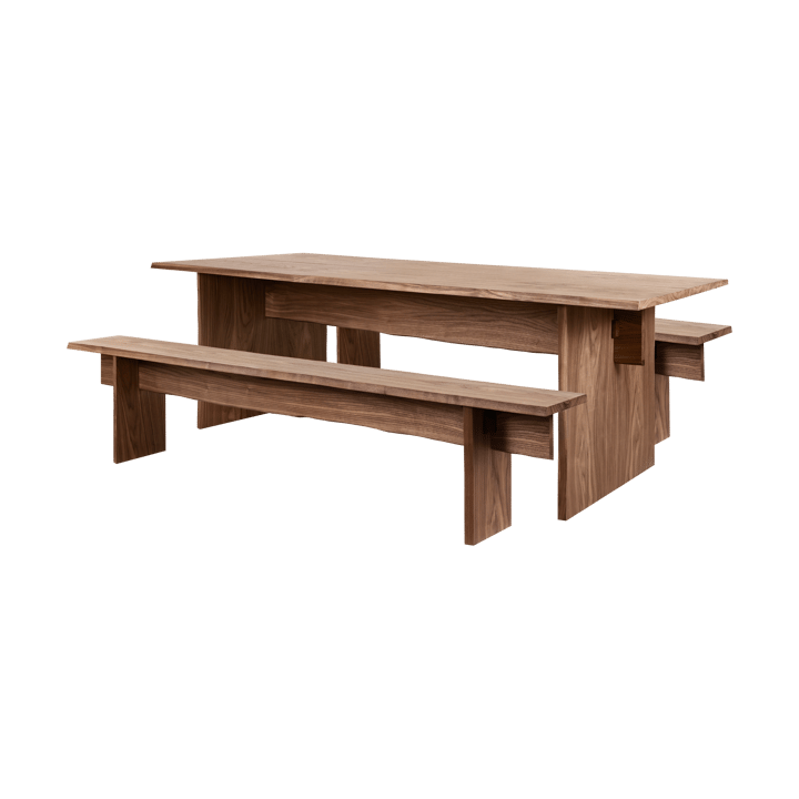 Bookmatch spisebord med benker 220 cm - Valnøtt - Hem