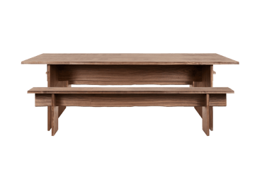 Bookmatch spisebord med benker 220 cm - Valnøtt - Hem