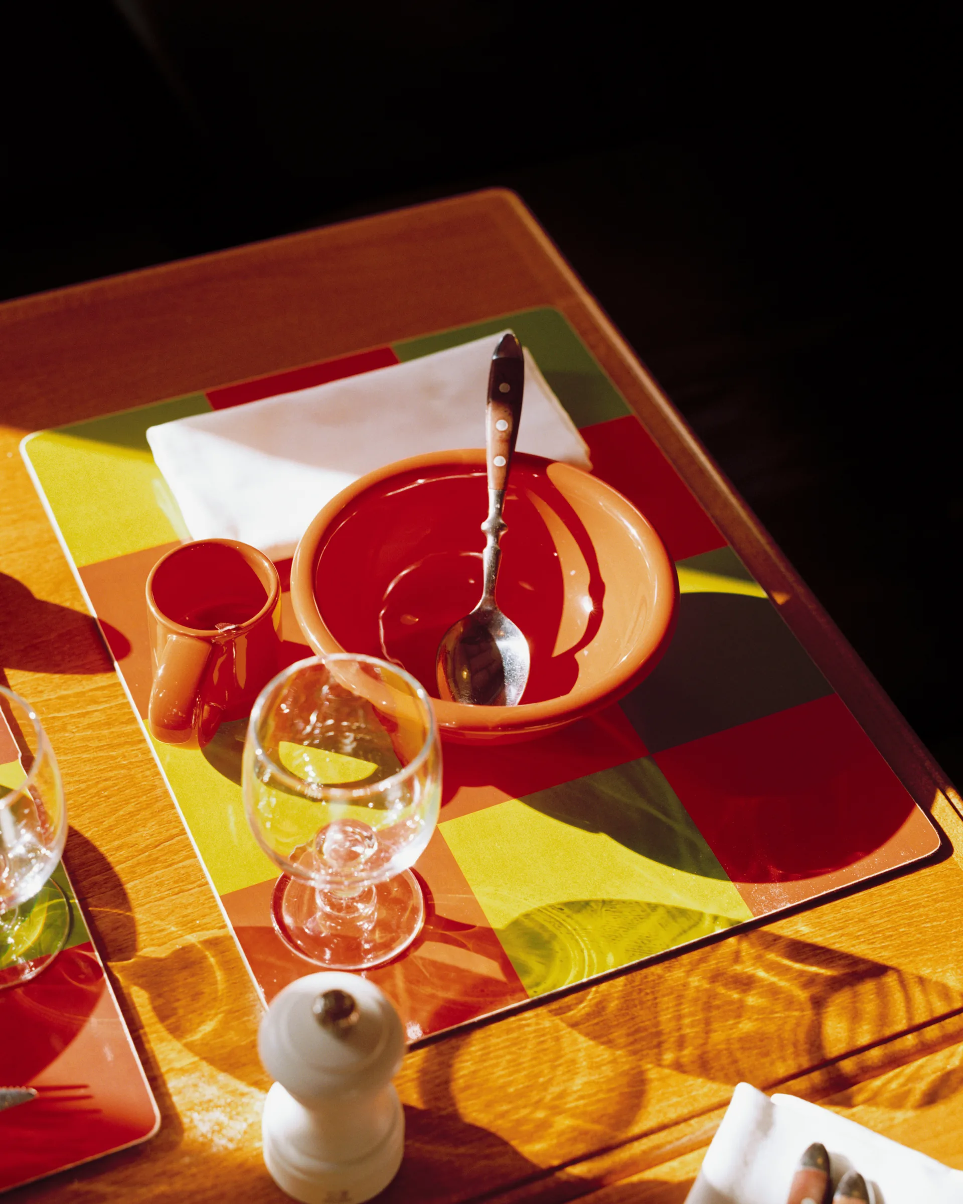 Check spisebrikke 30x40 cm 2-pakning, Cream-black Hem