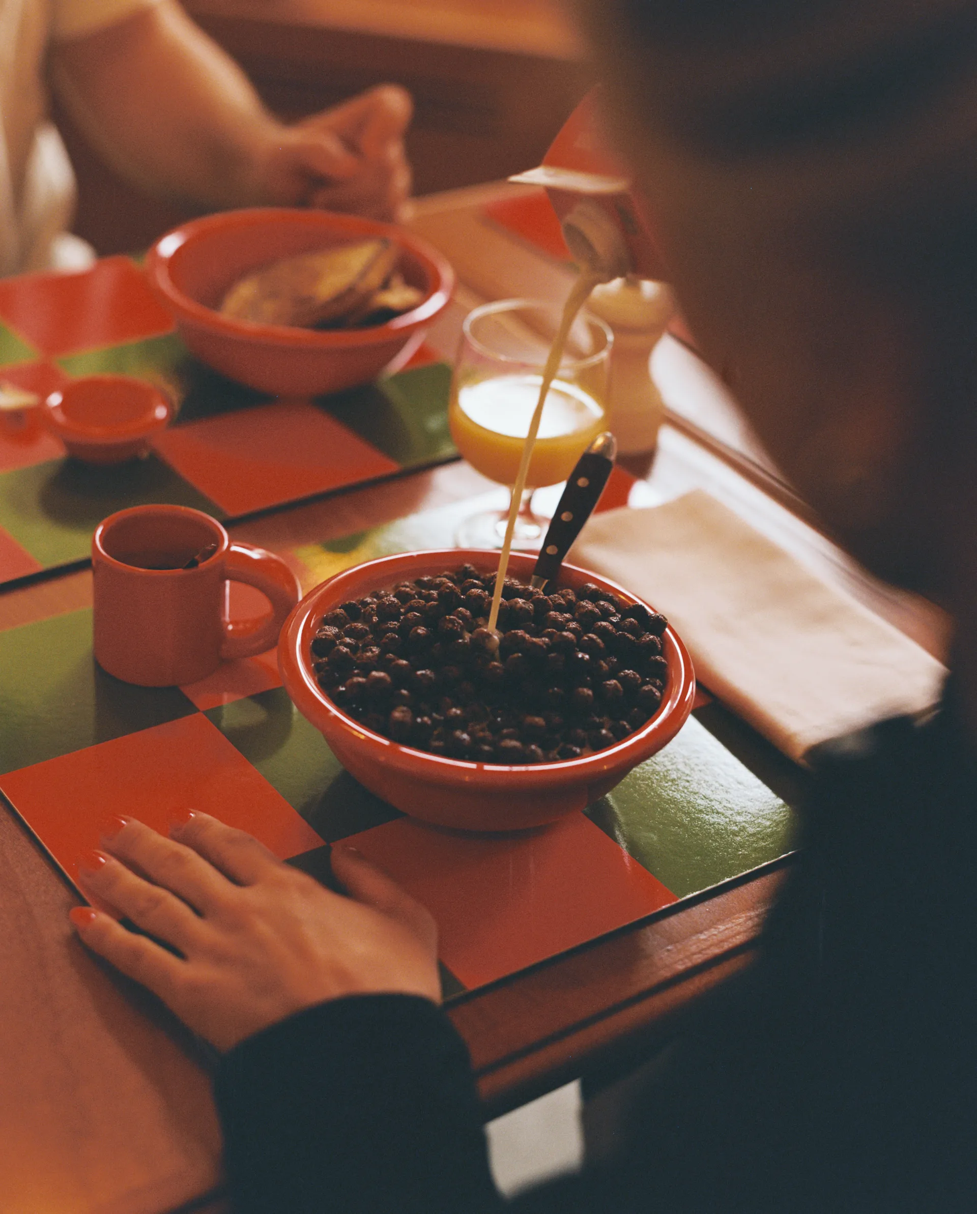 Check spisebrikke 30x40 cm 2-pakning, Terracotta-cobalt Hem