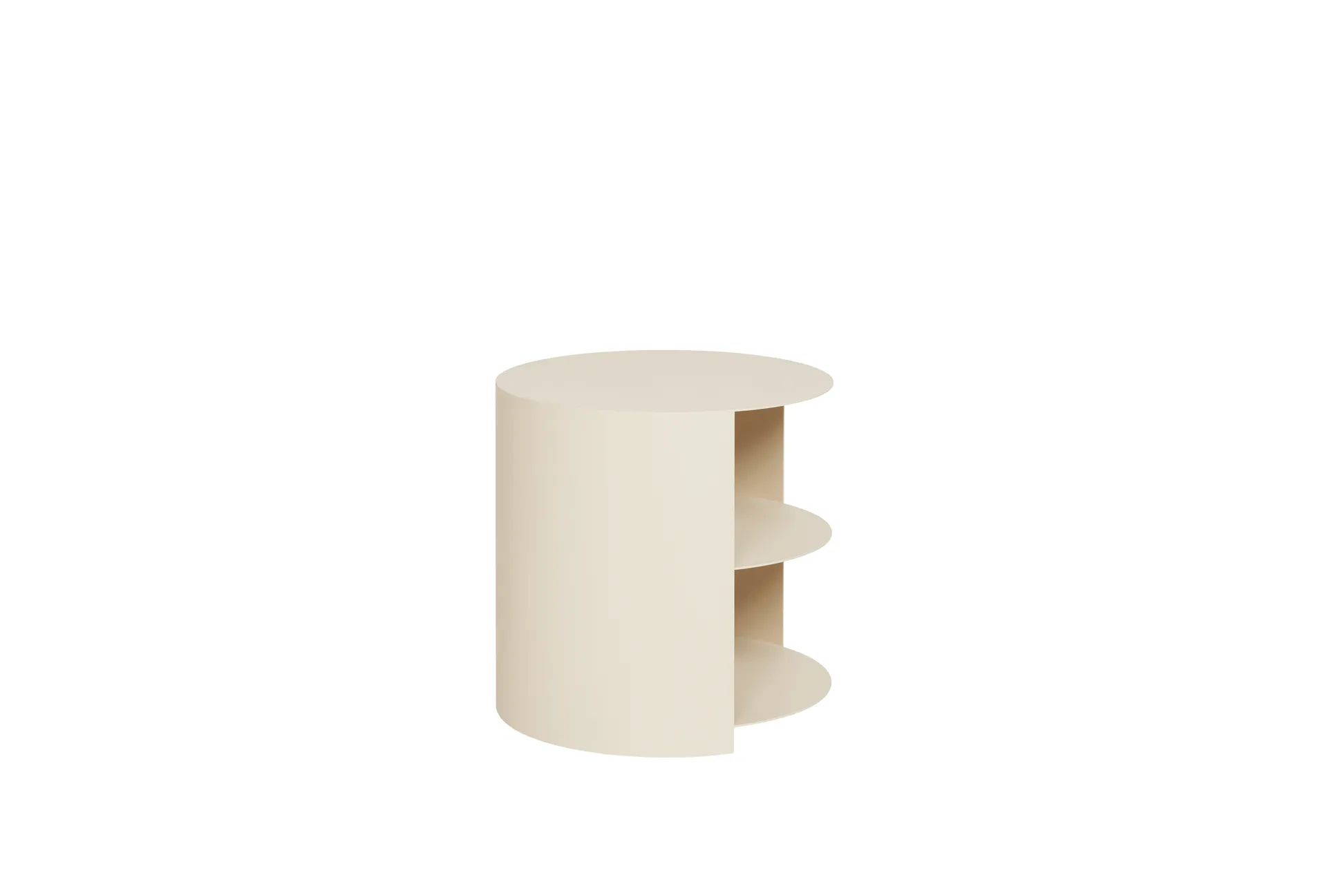 Hide sidebord Ø38x41 cm, Light ivory textured Hem