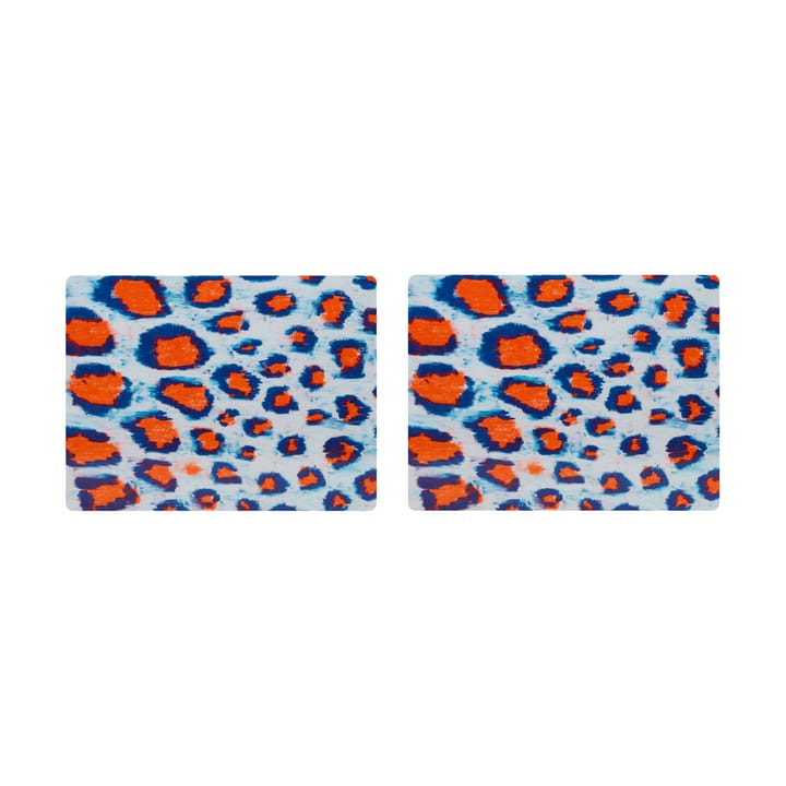 Monster spisebrikke 30x40 cm 2-pakning - Coral-white-ultramarine blue - Hem