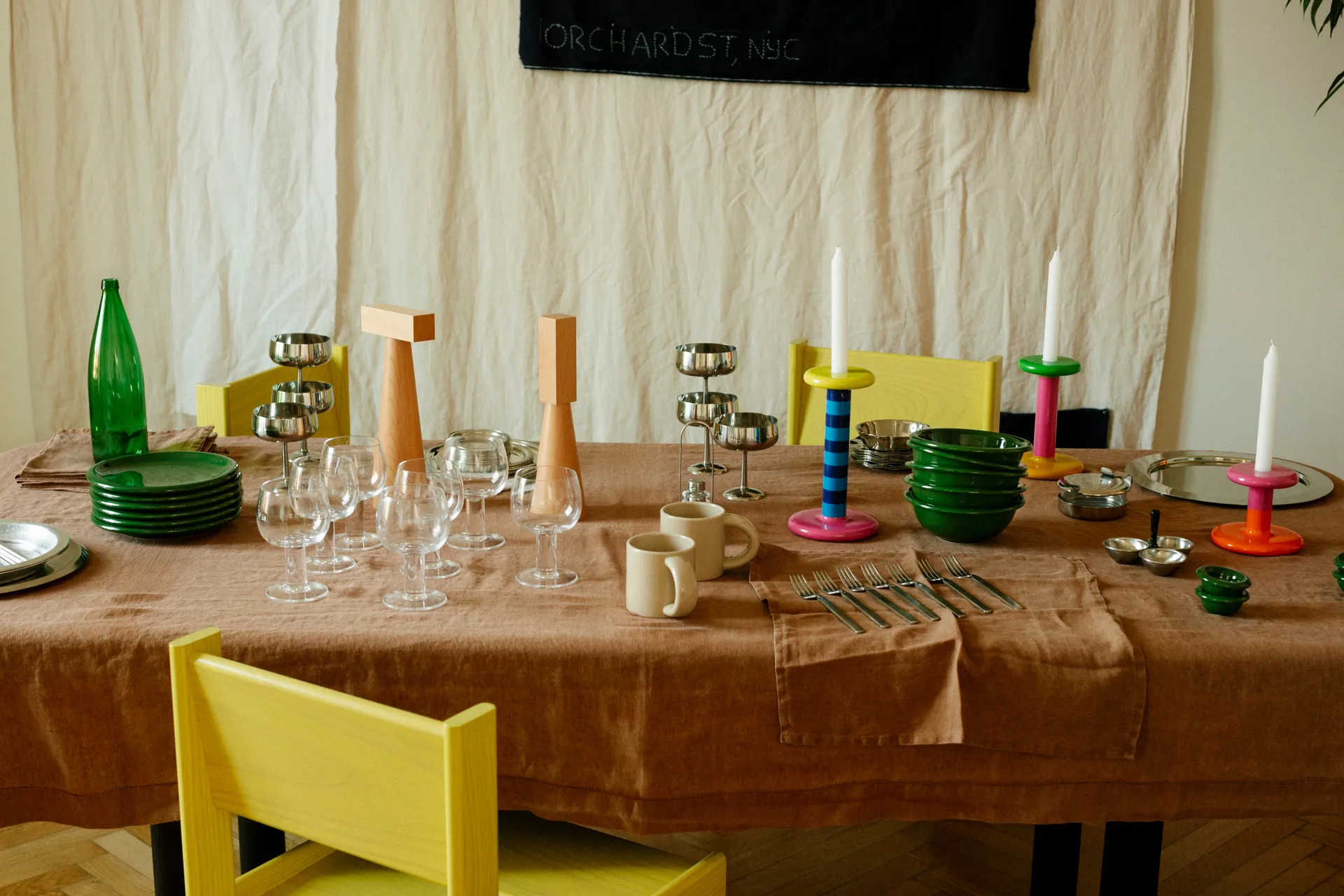 Pesa lysestake High 23 cm, Sky blue-night blue stripe Hem