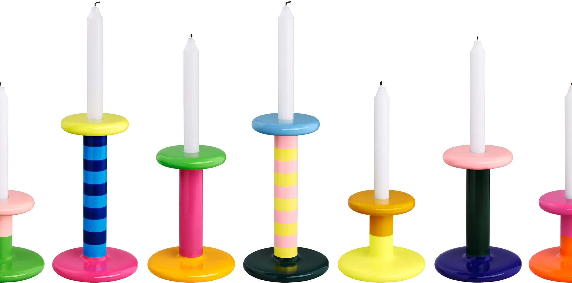 Pesa lysestake Medium 18 cm, Pink-black green-night blue Hem