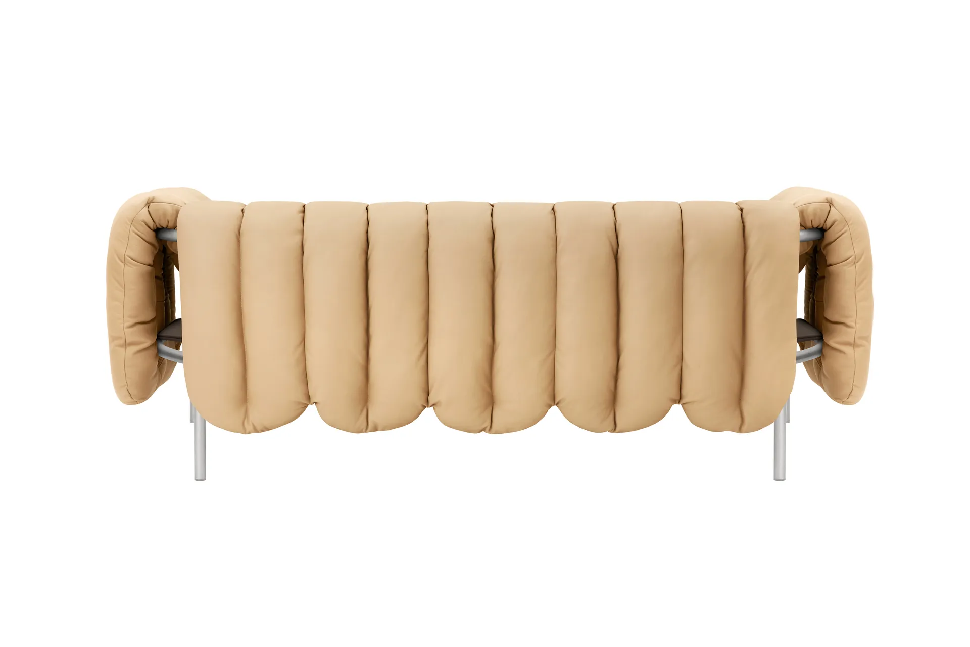 Puffy 2,5-seters sofa 205 cm, Sand leather-rustfritt stål Hem