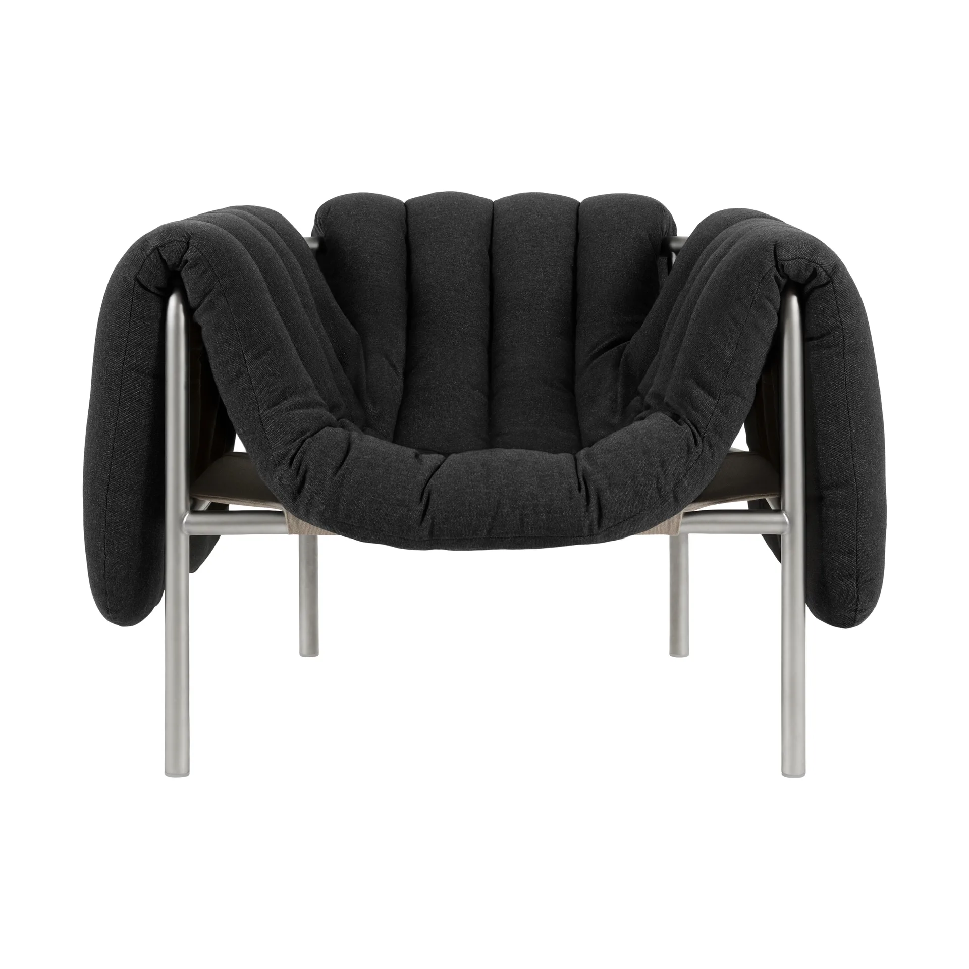Puffy loungelenestol, Anthracite-rustfritt stål Hem