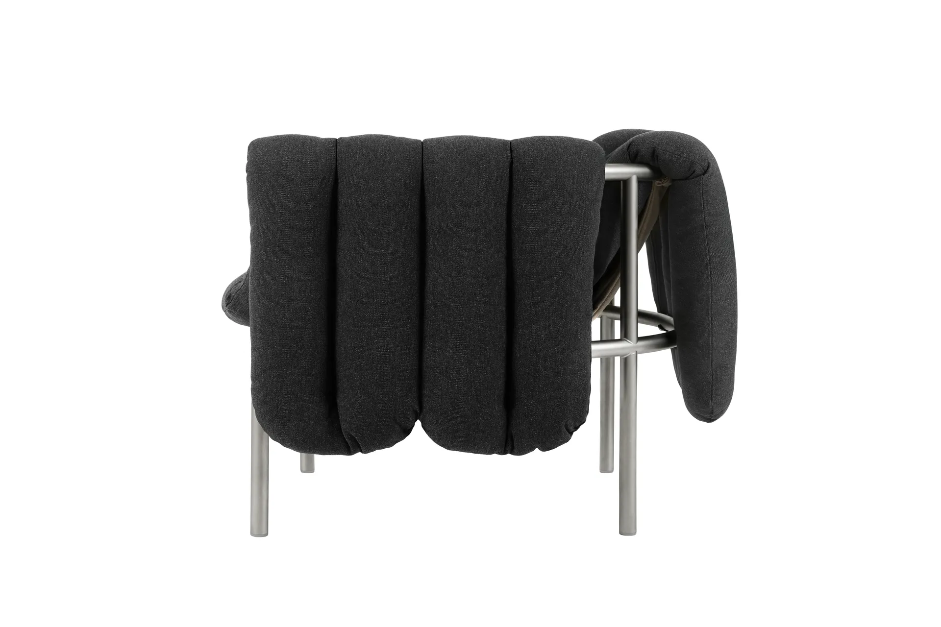 Puffy loungelenestol, Anthracite-rustfritt stål Hem